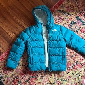 Teal North Face Girls Down Puffer